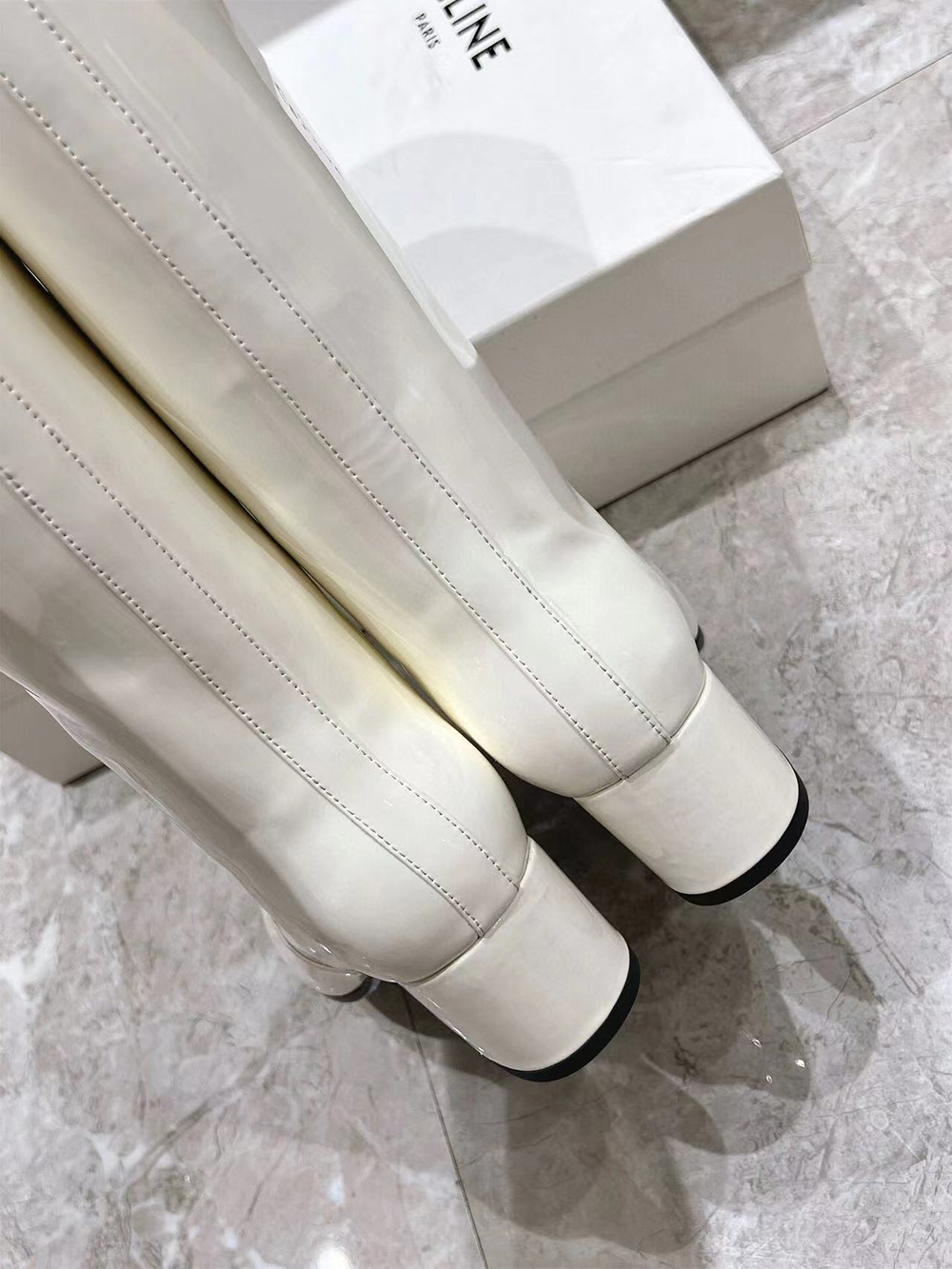 CELINE TRIOMPHE HIGH BOOT IN PATENT CALFSKIN