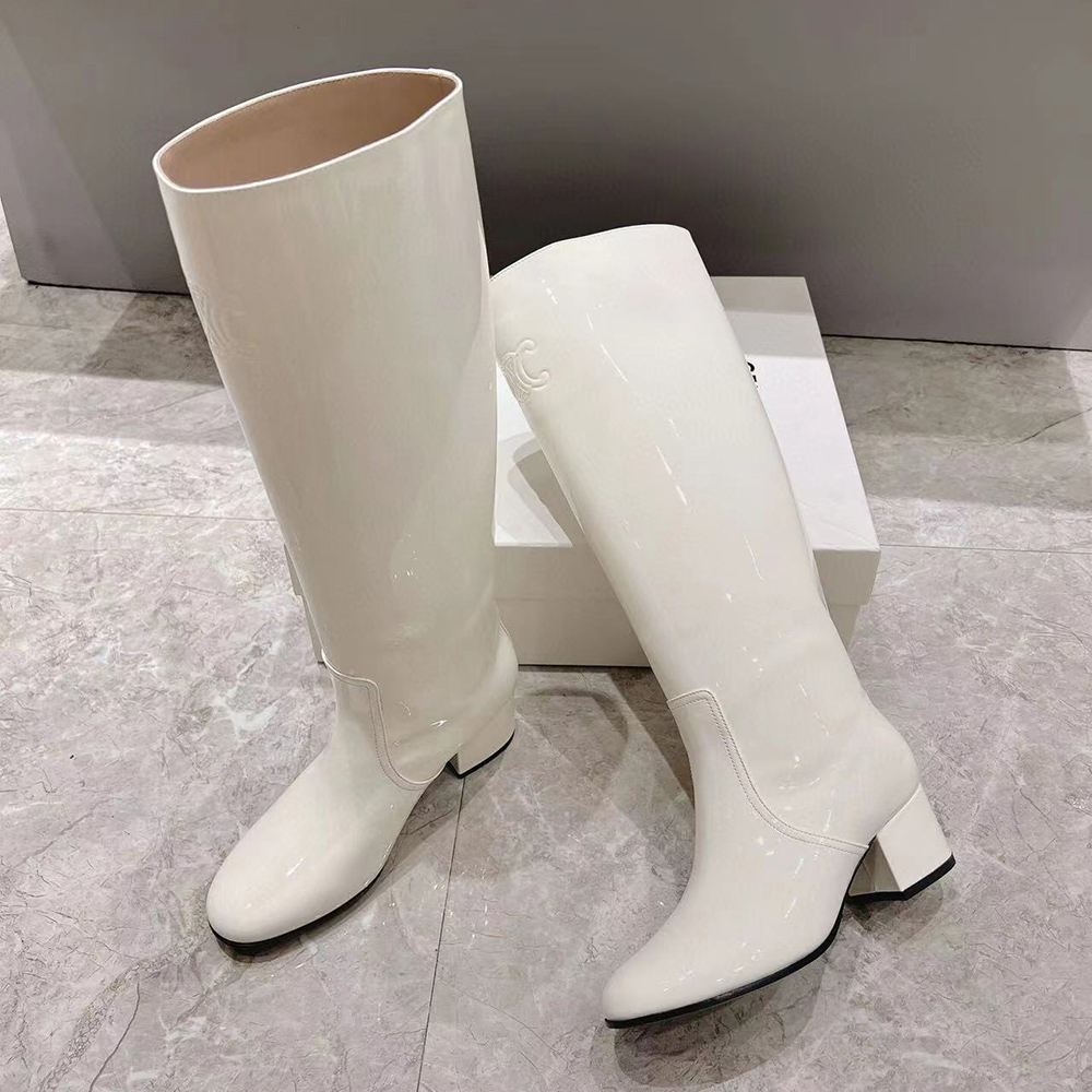 CELINE TRIOMPHE HIGH BOOT IN PATENT CALFSKIN