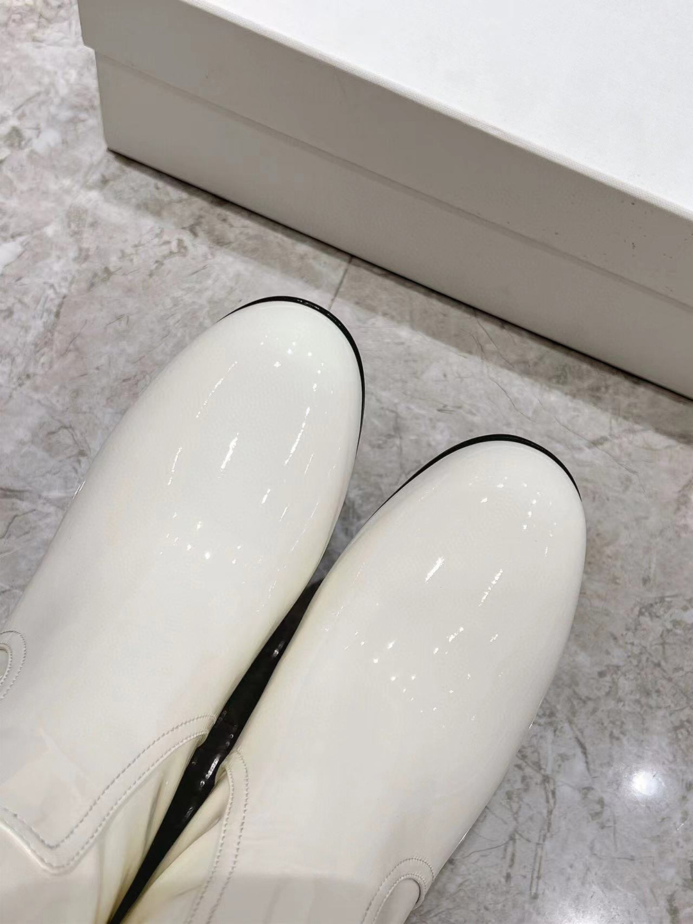 CELINE TRIOMPHE HIGH BOOT IN PATENT CALFSKIN