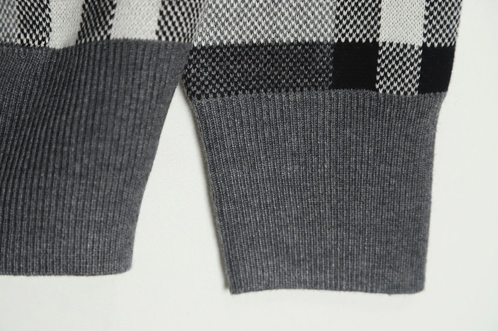 Burberry Grey Striped Knit Hoodie