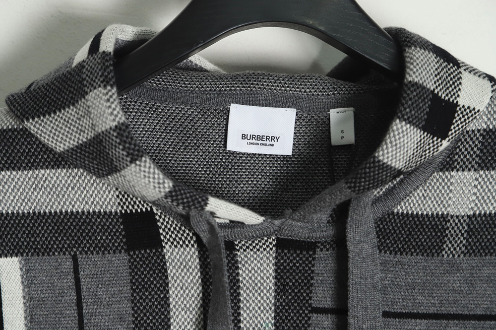 Burberry Grey Striped Knit Hoodie