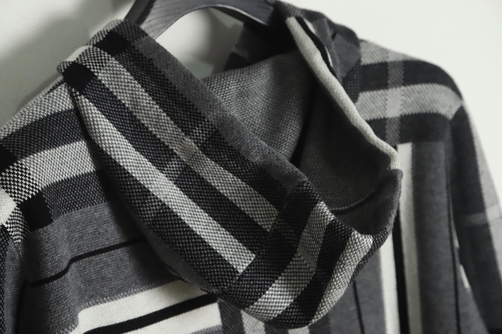 Burberry Grey Striped Knit Hoodie