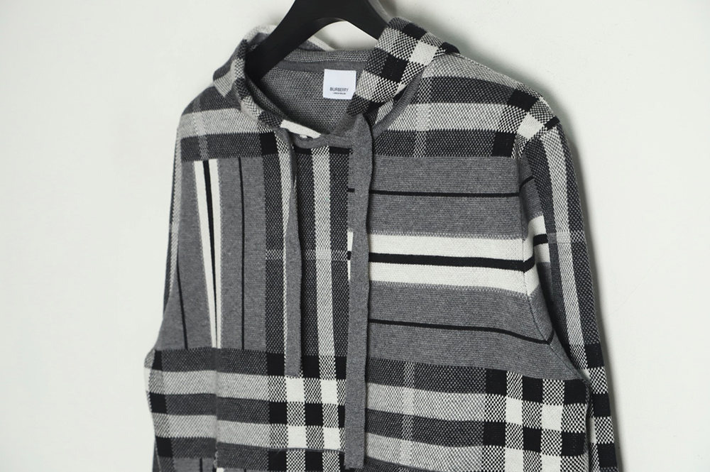 Burberry Grey Striped Knit Hoodie