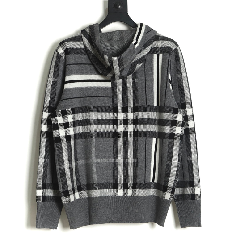 Burberry Grey Striped Knit Hoodie