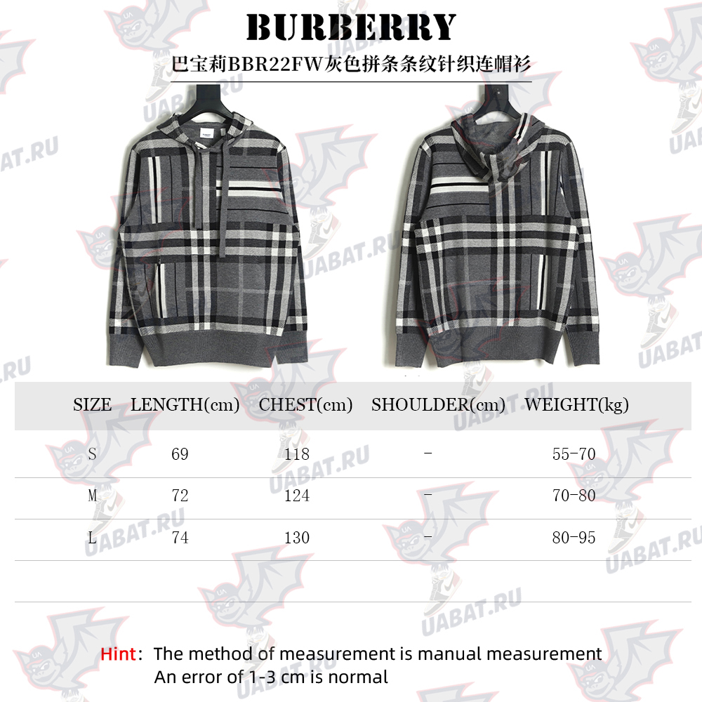 Burberry Grey Striped Knit Hoodie