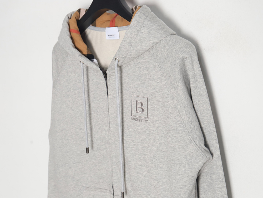 Burberry B Check Hooded Zip-Up Hoodie