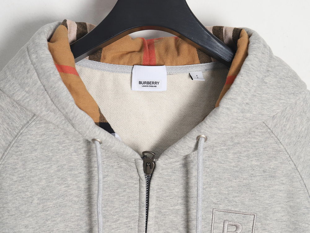 Burberry B Check Hooded Zip-Up Hoodie