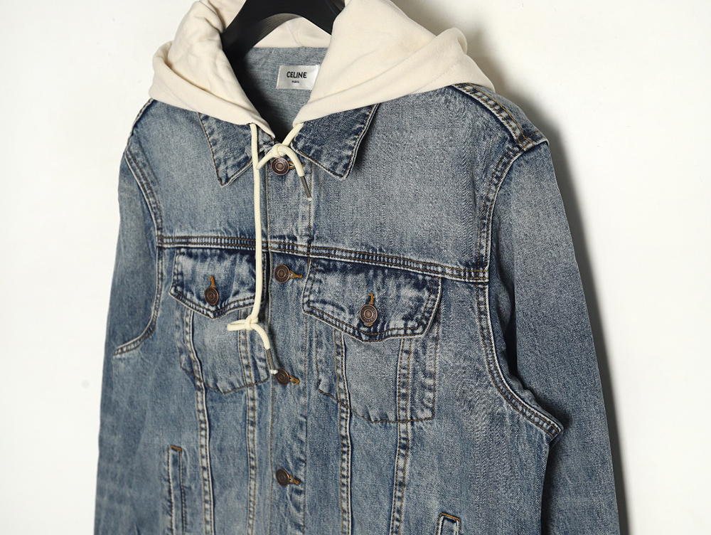 Celine patchwork hooded denim jacket