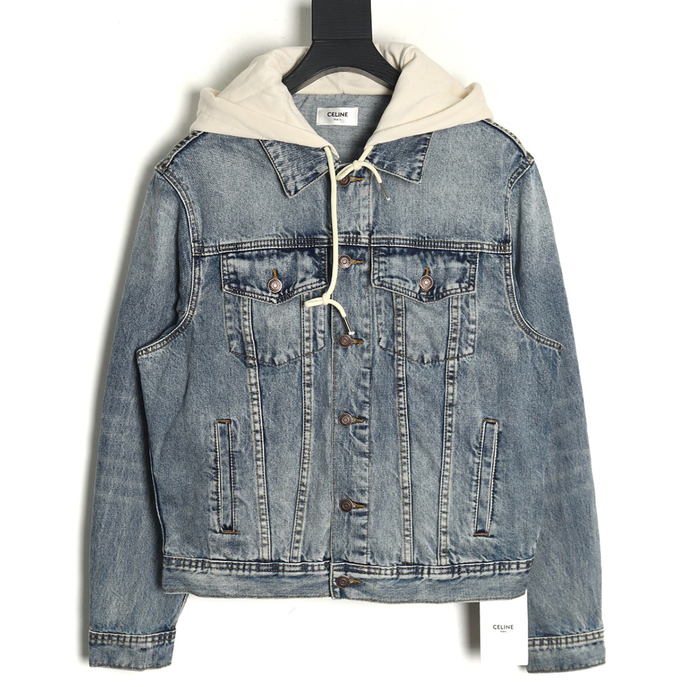 Celine patchwork hooded denim jacket