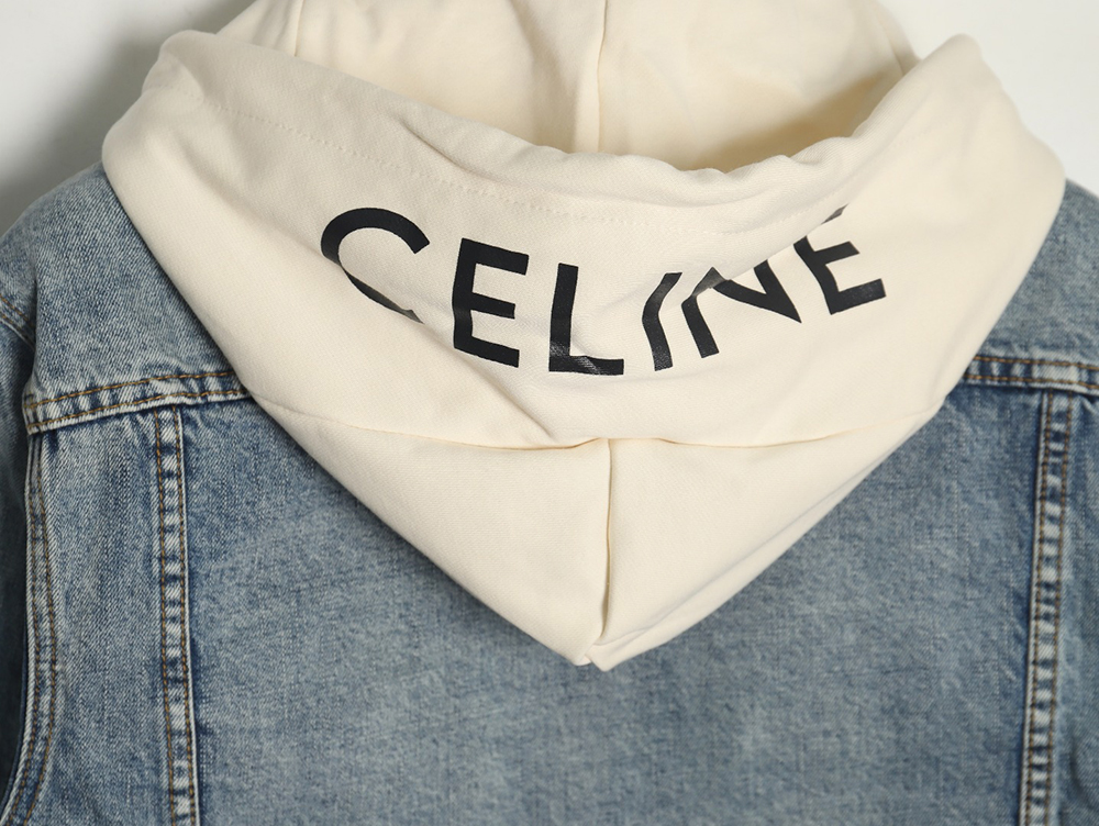 Celine patchwork hooded denim jacket