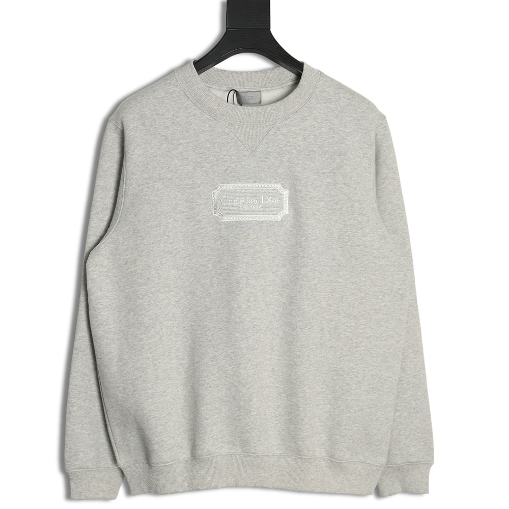 Dior Silver Logo Embroidered Crew Neck Plush Sweatshirt TSK1
