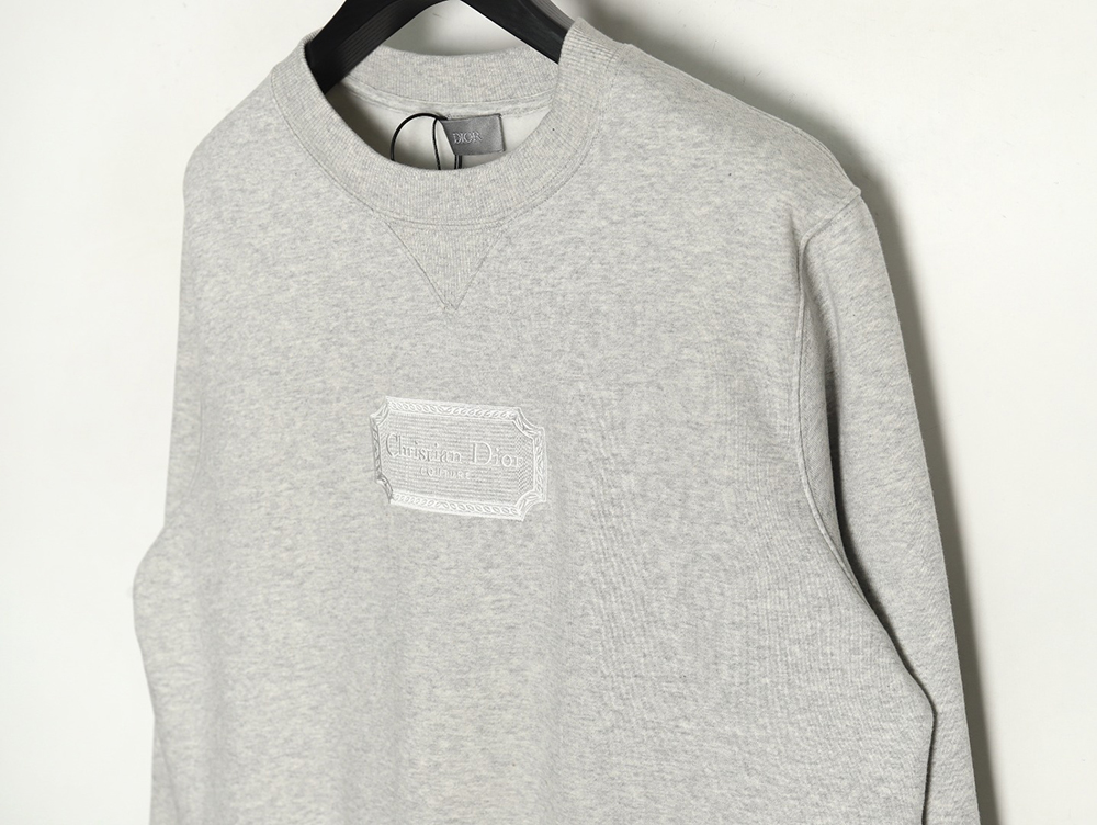 Dior Silver Logo Embroidered Crew Neck Plush Sweatshirt TSK1