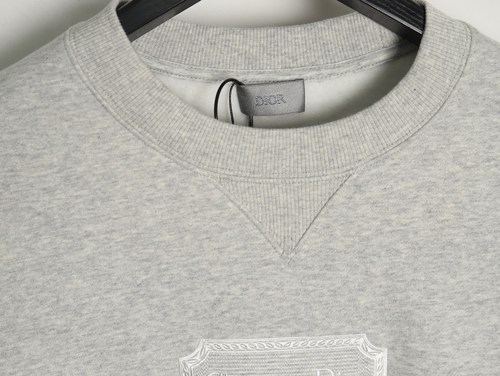 Dior Silver Logo Embroidered Crew Neck Plush Sweatshirt TSK1