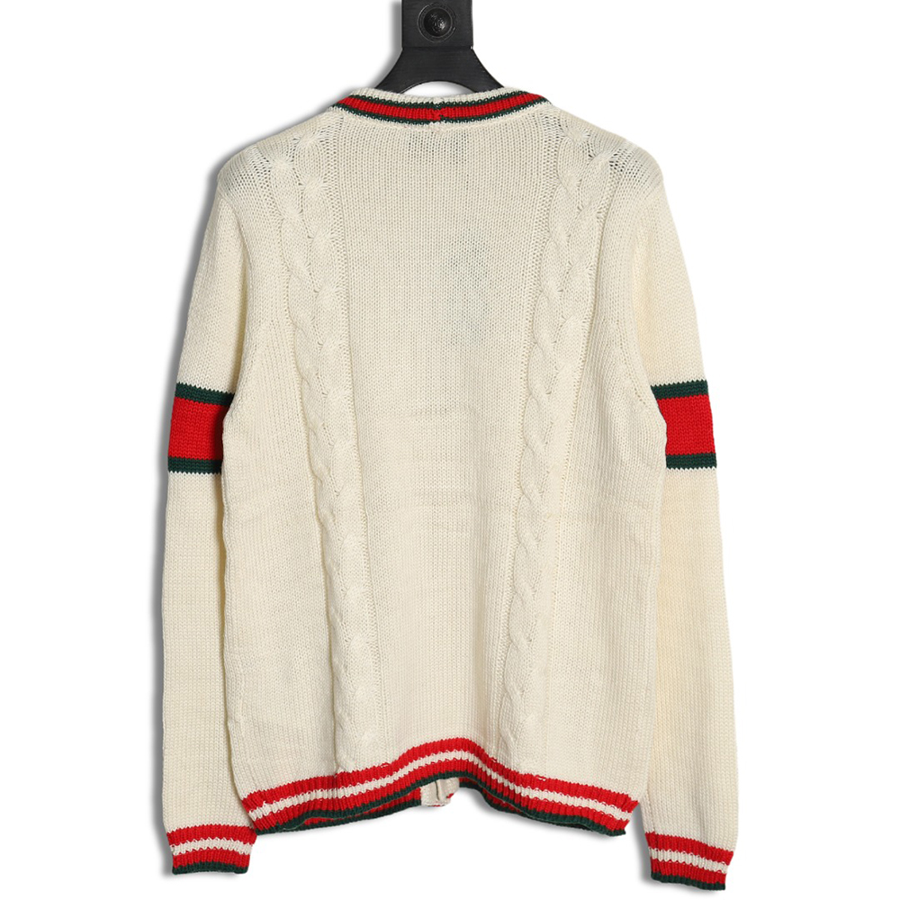 Gucci Red and Green Striped Cardigan Sweater