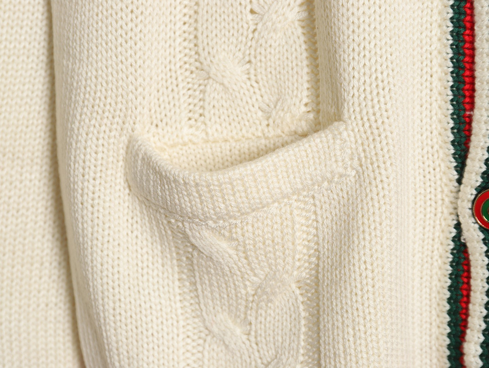 Gucci Red and Green Striped Cardigan Sweater