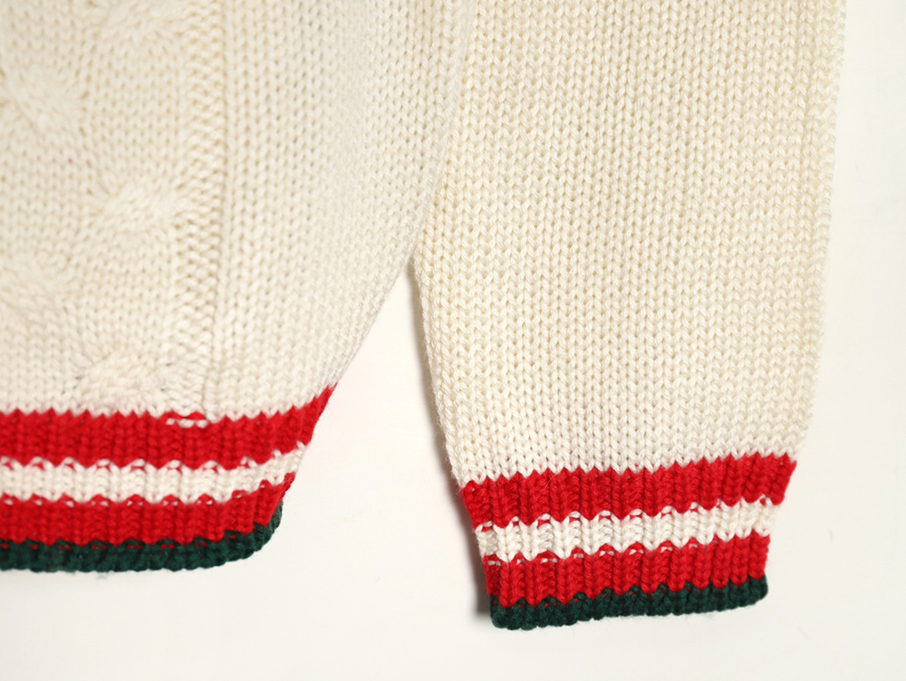 Gucci Red and Green Striped Cardigan Sweater