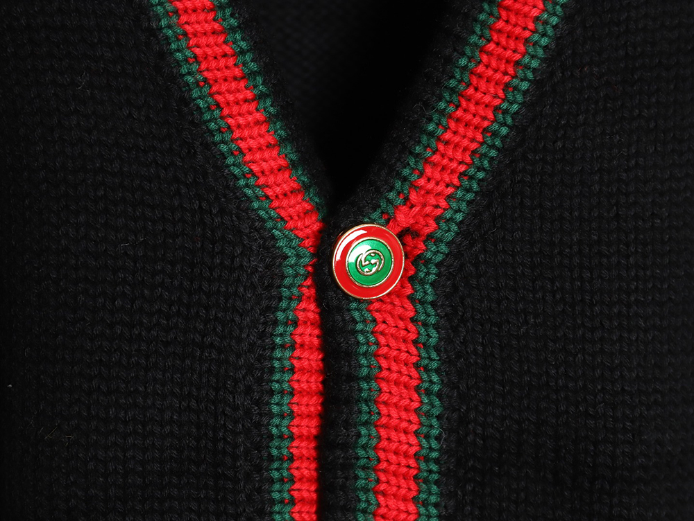 Gucci Red and Green Striped Cardigan Sweater TSK1