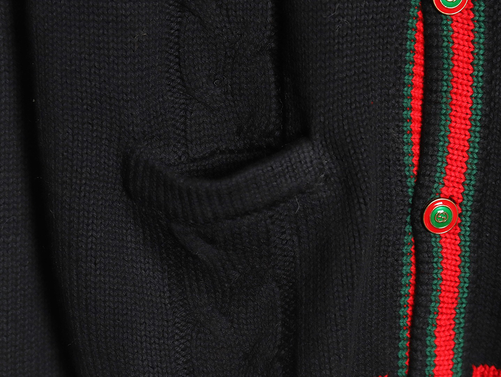 Gucci Red and Green Striped Cardigan Sweater TSK1