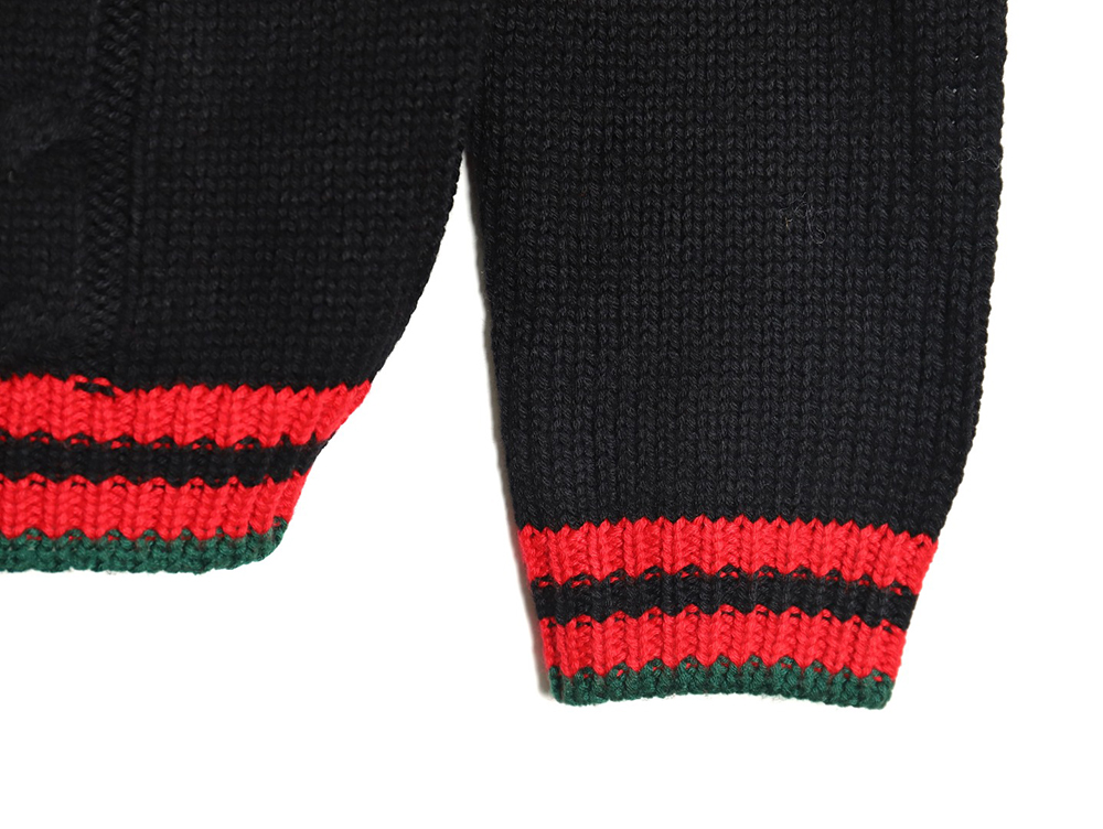 Gucci Red and Green Striped Cardigan Sweater TSK1