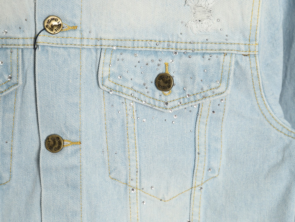 Louis Vuitton Gypsophila hot diamond embroidery denim jacket