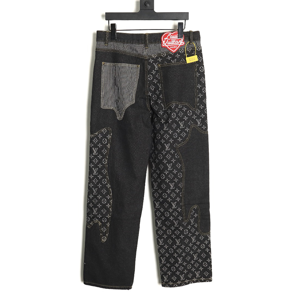Louis Vuitton co-branded NIGO patchwork contrast denim trousers