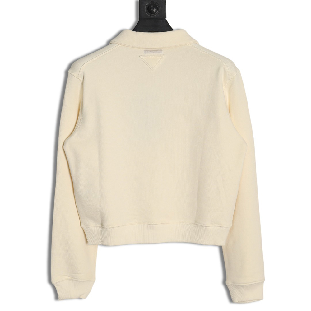 Prada distressed logo print lapel sweatshirt