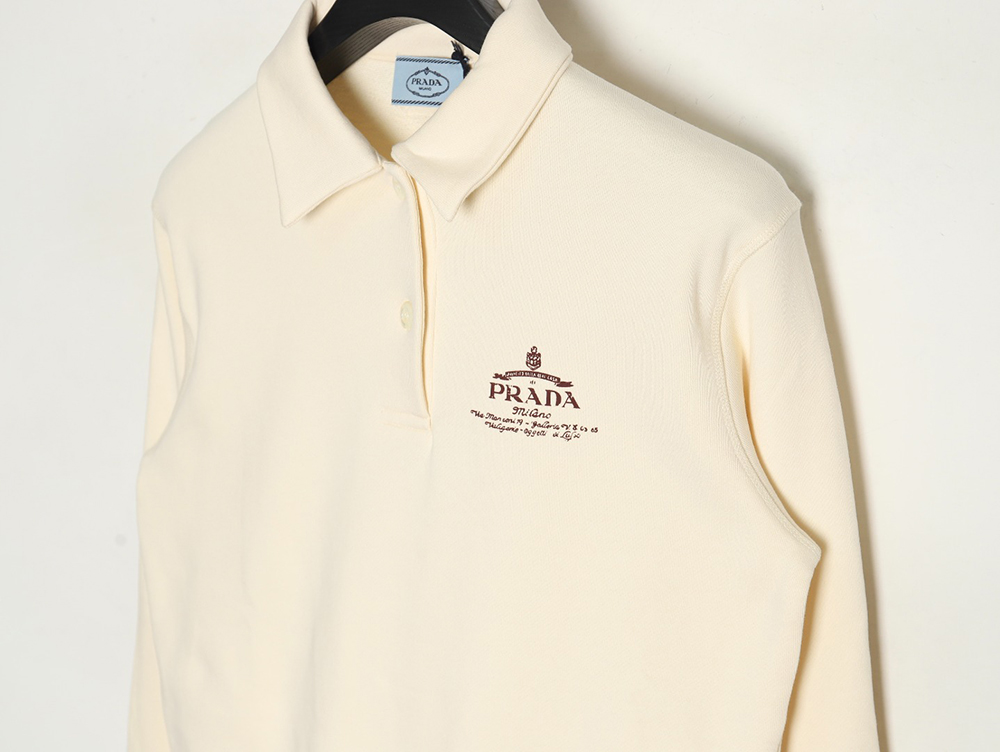 Prada distressed logo print lapel sweatshirt