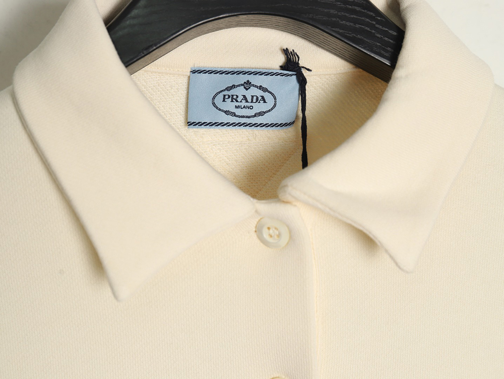 Prada distressed logo print lapel sweatshirt