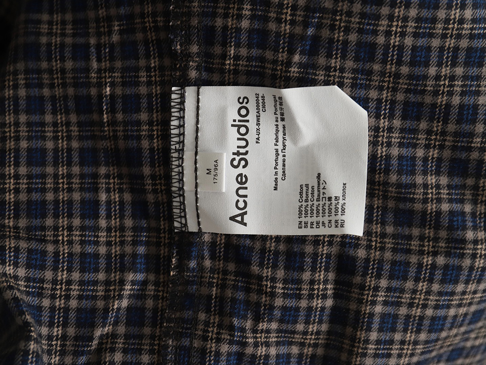Acne Studios patchwork check long-sleeved shirt TSK1