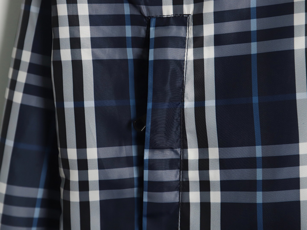 Burberry Blue and White Check Hooded Jacket