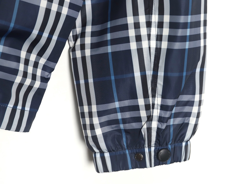 Burberry Blue and White Check Hooded Jacket