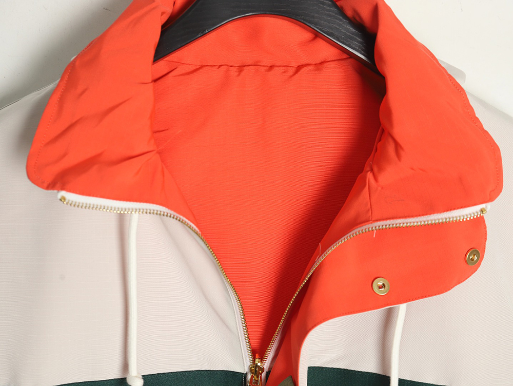 Gucci Red and Green Web Double-sided Windbreaker Hooded Jacket