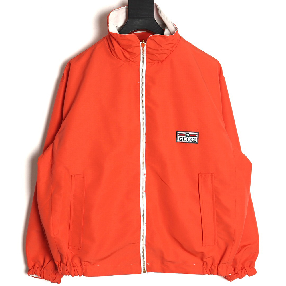 Gucci Red and Green Web Double-sided Windbreaker Hooded Jacket