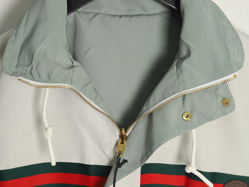 Gucci Red and Green Web Double-sided Windbreaker Hooded Jacket TSK1