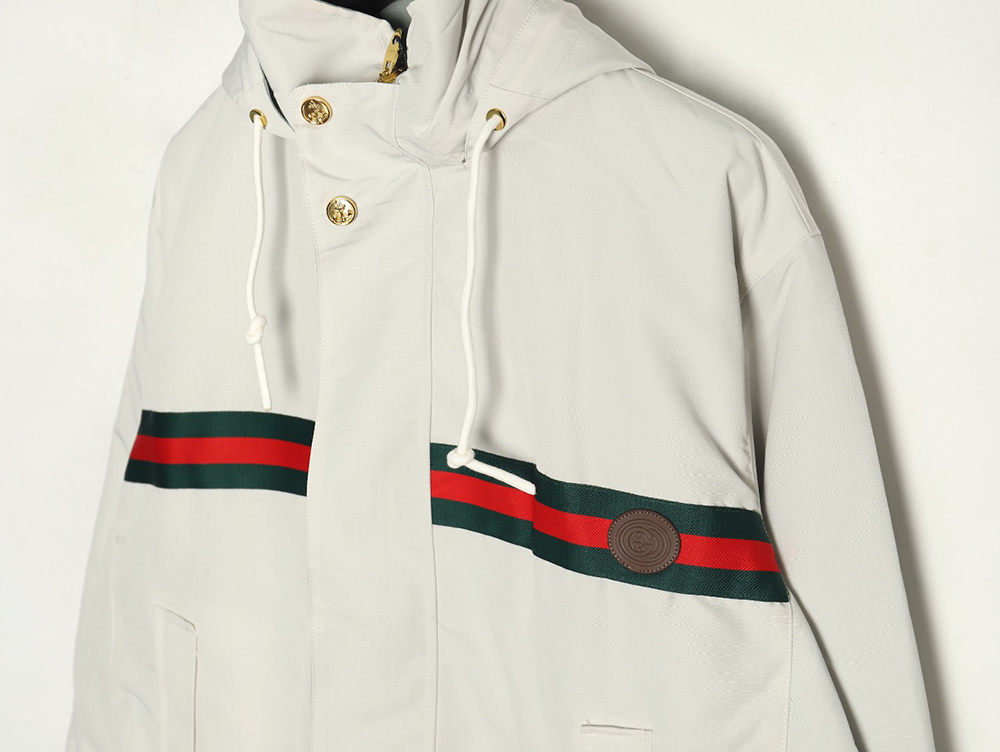 Gucci Red and Green Web Double-sided Windbreaker Hooded Jacket TSK1