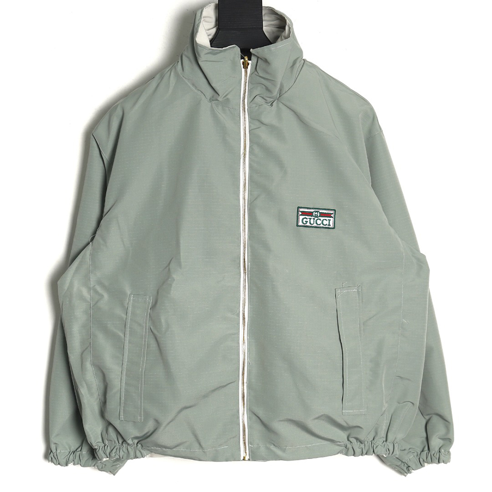 Gucci Red and Green Web Double-sided Windbreaker Hooded Jacket TSK1