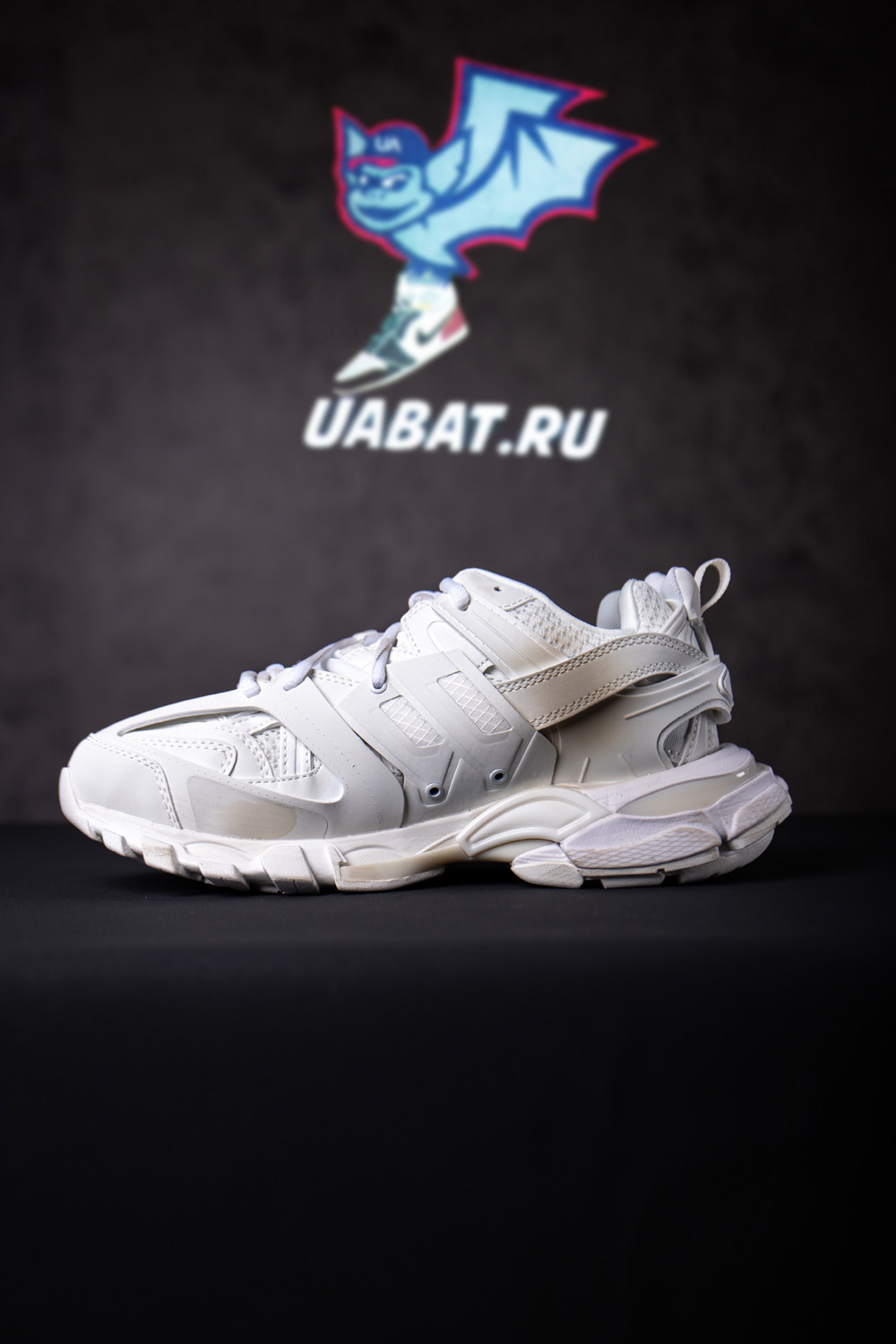 Balenciaga Track Signature Sneaker In White/Black