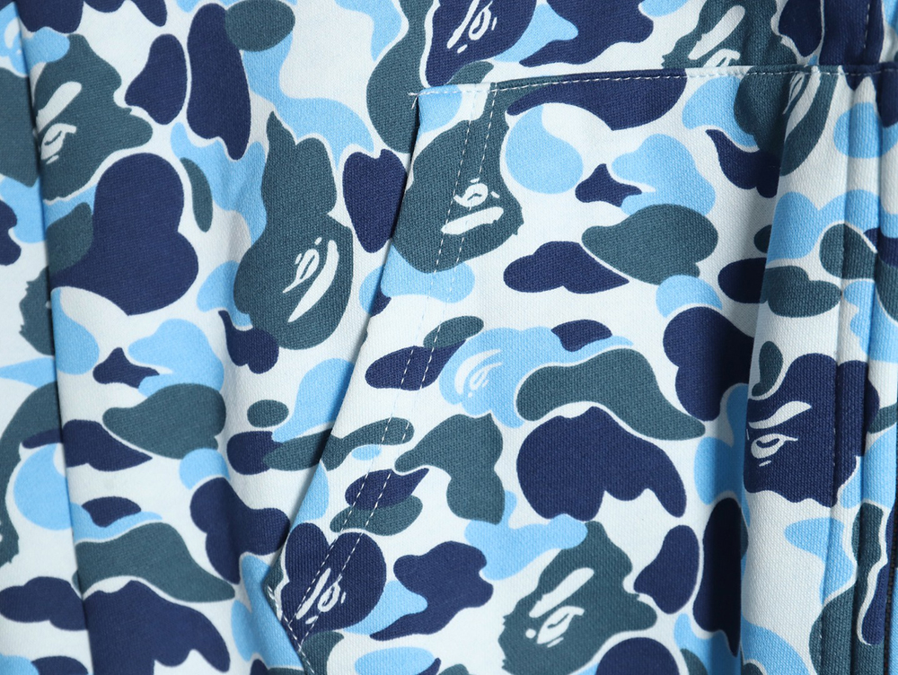 Bape shark head tiger head zipper camouflage double hoodie TSK2