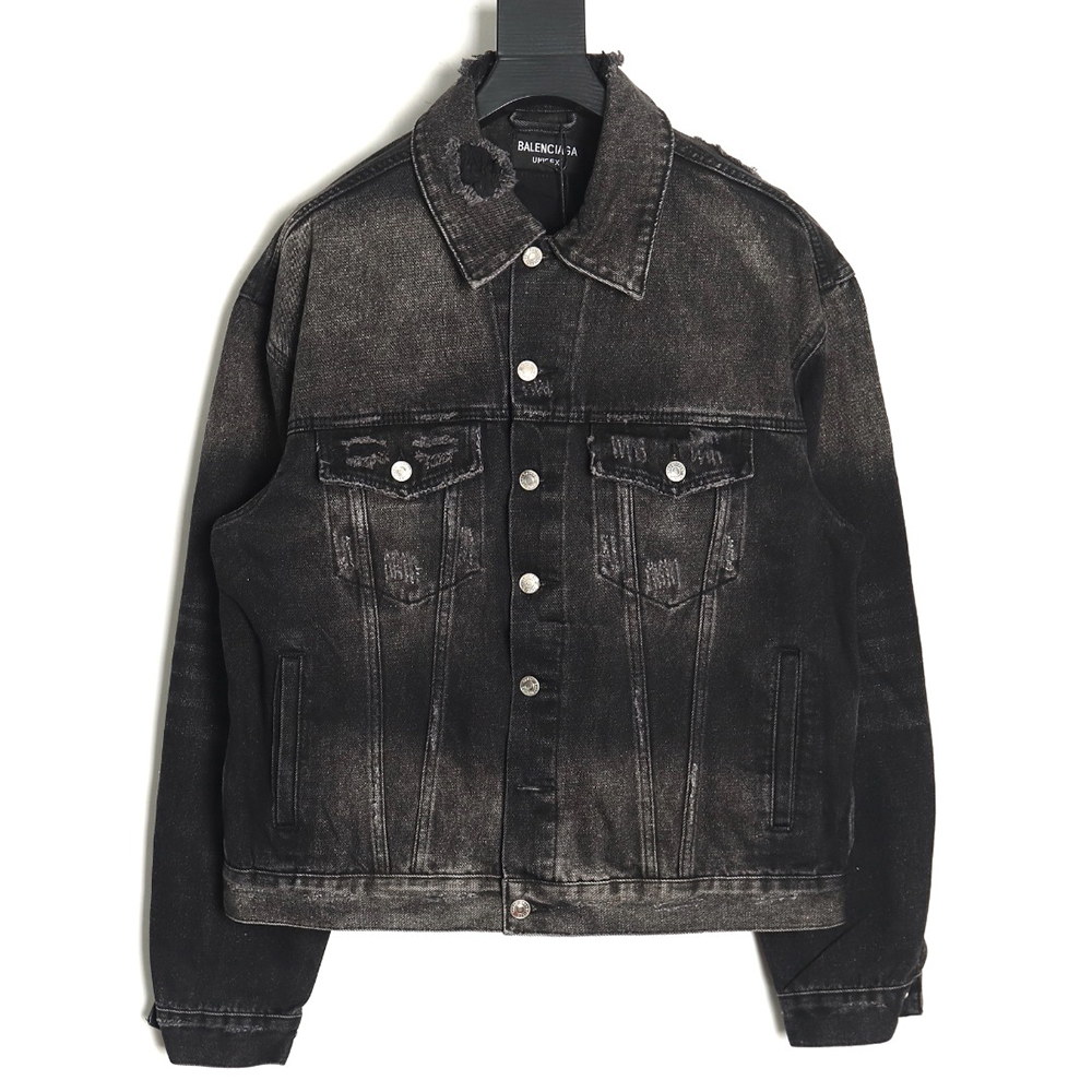 Balenciaga distressed lightning denim jacket