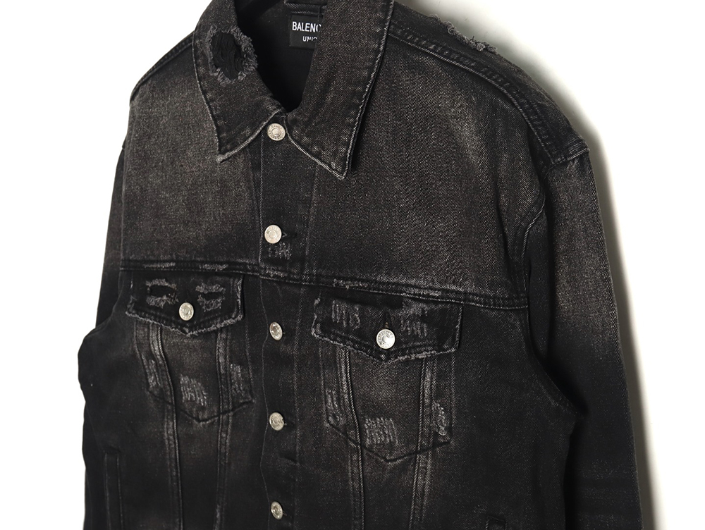 Balenciaga distressed lightning denim jacket