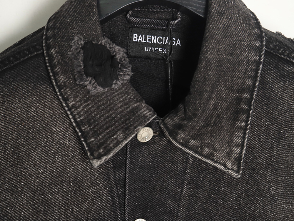 Balenciaga distressed lightning denim jacket