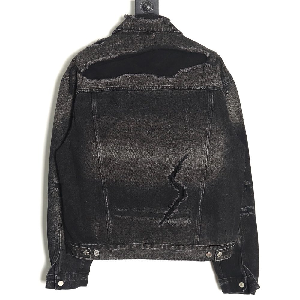 Balenciaga distressed lightning denim jacket