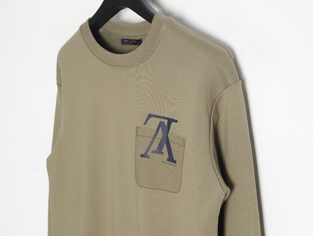 Louis Vuitton Fake Pocket Lettering Print Crew Neck Sweatshirt TSK1