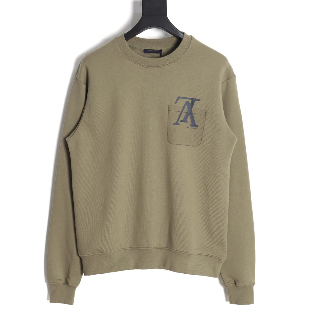 Louis Vuitton Fake Pocket Lettering Print Crew Neck Sweatshirt TSK1