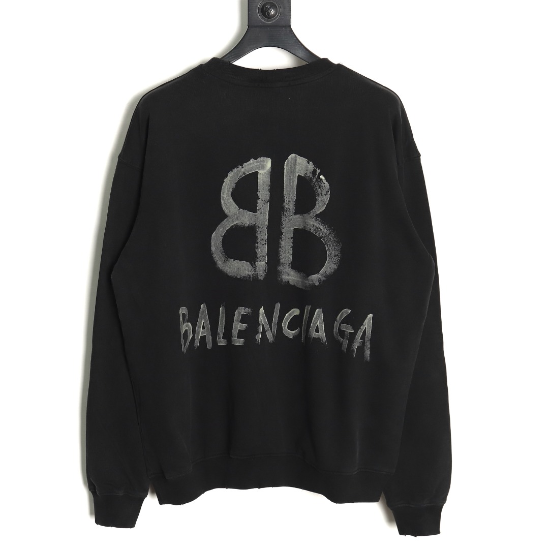 Balenciaga Hand-painted Luminous Print Crewneck Sweatshirt