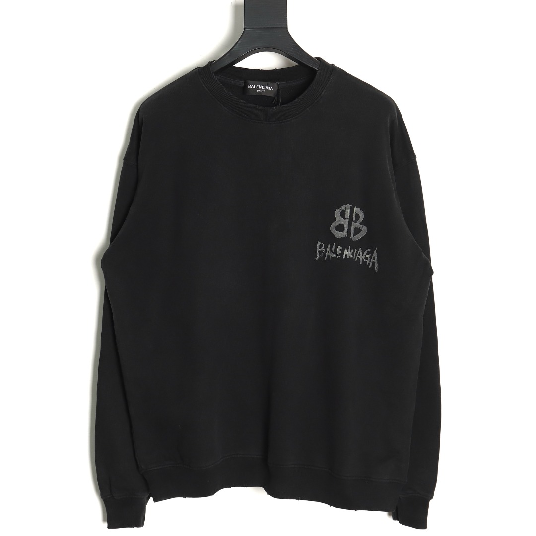 Balenciaga Hand-painted Luminous Print Crewneck Sweatshirt
