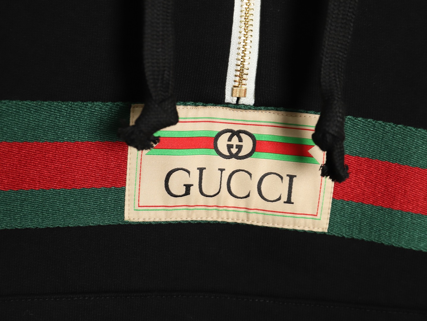 Gucci Red and Green Web Half Zip Long Sleeve Hoodie TSK1