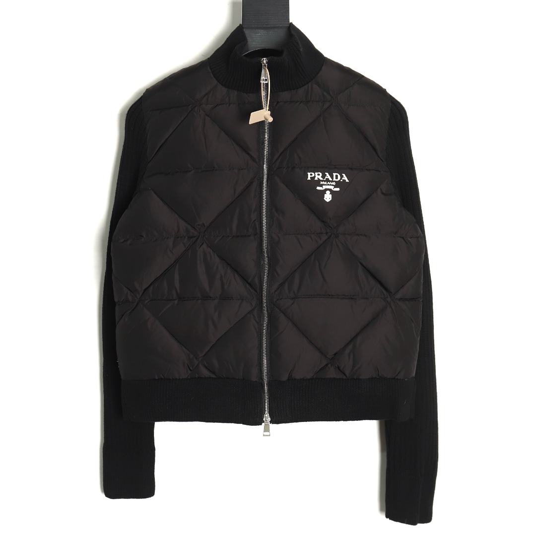 Prada diamond down patchwork jacket TSK1