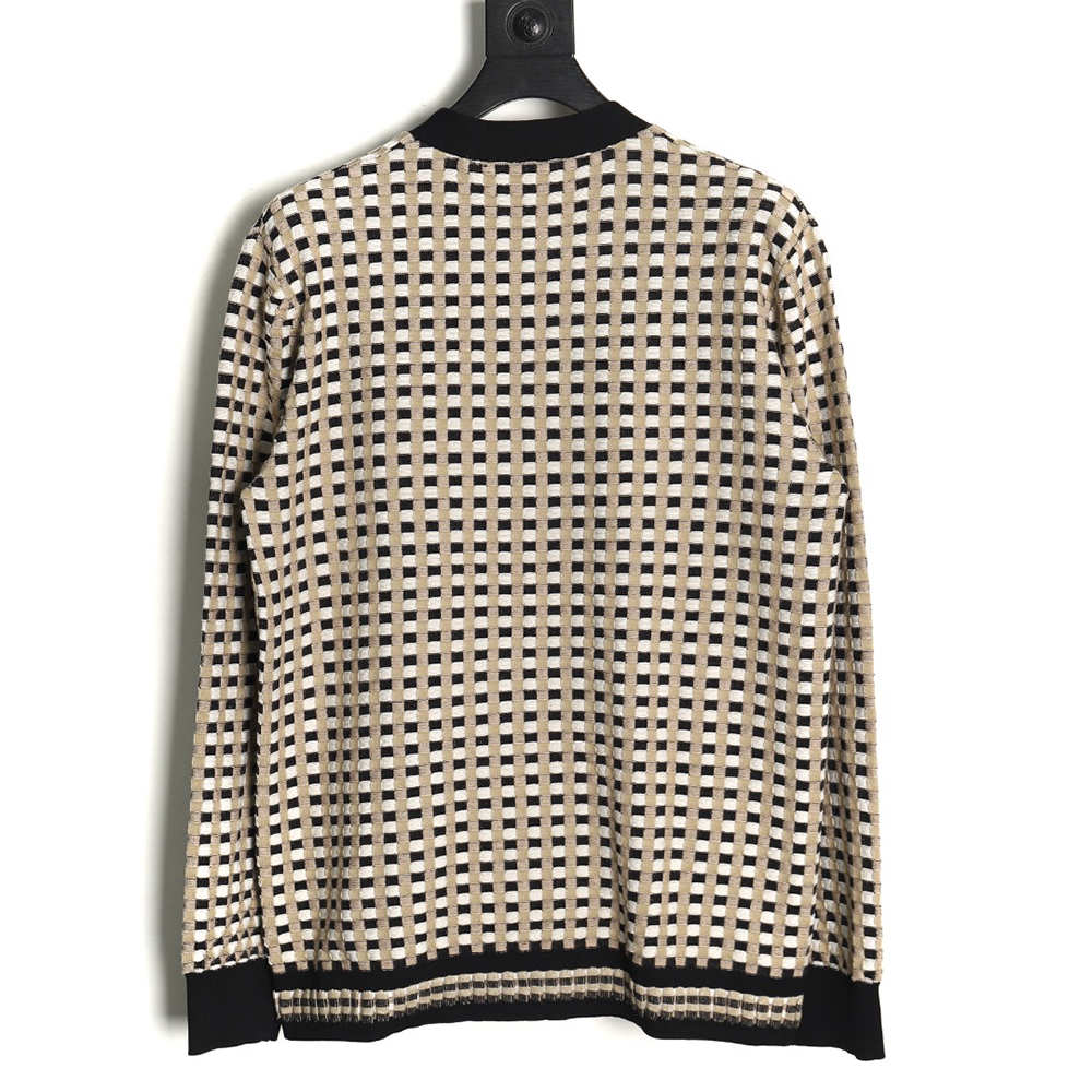 Burberry Black and white check V-neck knitted sweater cardigan