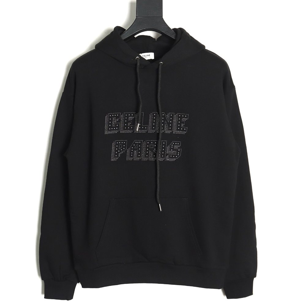Celine Rivet Diamond Lettering Hoodie